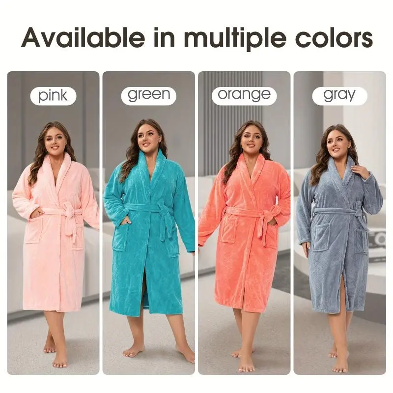 Women's Plus Size Oversized Coral Fleece Warm Bathrobe, Quick-Dry Soft Skin-Friendly Breathable Homewear Loungewear, Perfect for Home Hotel Travel, Ideal Christmas Gift, Dry Rapidly, Soft Touch