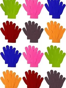 12 Pairs Kids Warm Magic Gloves Teens Winter Stretchy Knit Gloves Boys Girls Knit Gloves