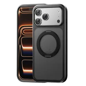 Matte texture Metal 360° rotation bracket magsafe phone case Compatible With iphone17promax 17 17pro 16 16promax 15 14 13 pro max Magnetic Charging Anti Fall Prokect Cover Casing