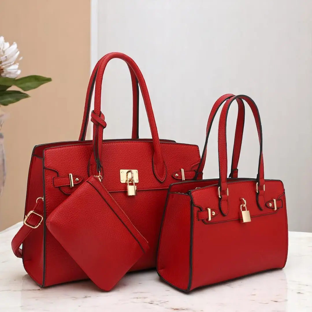 [B]BagParty 3-Piece Women Handbag Set, Fashion Elegant Vegan Leather Working Bag for Office Lady, Mother's Day Gift