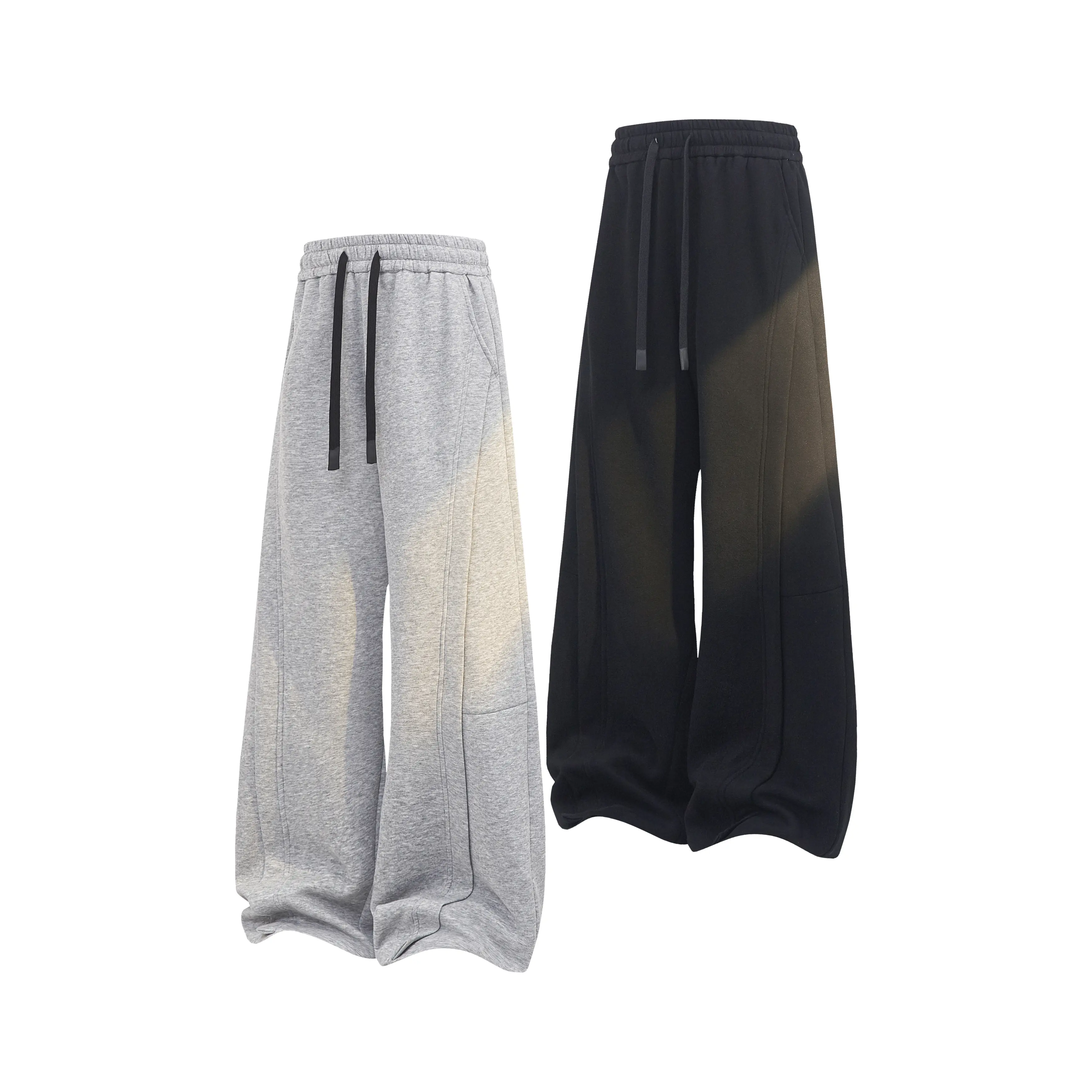 Men All Season Seam Stitch Baggy Wide Leg Sweatpants, 51.3% Cotton 48.7% Polyester Blend Elastic Drawstring High Waist Loose Trousers, Niche Streetwear Y2K Hip Hop Oversized Stacked Pants for Skater Daily Campus Outfits