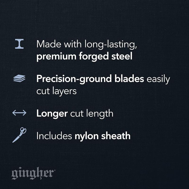Gingher 8 Inch Forged Steel Blades Dressmaker Shears with Bent Handle & Chrome Finish for Precise Fabric Cutting & Seamless Stitching Sewing Supplies Crafts Sewing Tools