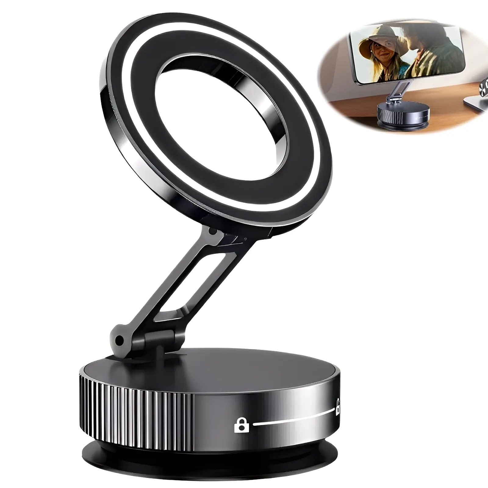 Magnetic Phone Mount for Car, Gym or Home Use, Magnetic Phone Holder with Suction Cup, Car Phone Stand, Ultra Strong Vacuum Suction, 360 Degree Rotating Holder, Universal Smartphone Compatibility, Suction Cup Mount, Cellphone Mount, Smartphone Holders