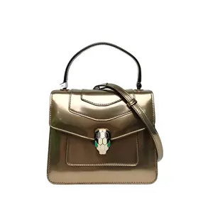 Pre-owned Bvlgari leather Tote Bags Serpenti Forever Organ, Snake Head Cover, Trumpet, Handle, 18, Golden, Leather