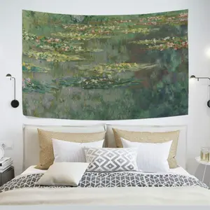 1pc Monet Water Lilies Tapestry Wall Hanging Aesthetic For Bedroom Living Room Dorm
