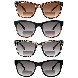 4-Piece Set Of Bifocal Anti-Blue Light Reading Sunglasses, Suitable For Both Men And Women. A Stylish Accessory Featuring Light-Blocking, Durable Lenses, Suitable For Summer, Outdoor Activities, Vacations, Fishing, And More.