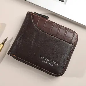 Men's Street Style Patchwork Zipper Small Wallet AsBirthday Gift, Casual Trendy Wallet with Card Slots,Fashionable Wallet for Daily Use Summer 2026, Pouch, FallOutfits, Fall Freshness, Durable Wallet