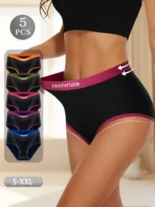 QUASTI 5 Pack High Waist Ribbed Briefs, Tummy Control & Butt Lifting Shaping Underwear, Full Coverage Stretchy S-XXL summervibes tiktokshopdaysforyouall