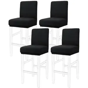 PiccoCasa 4 Pcs Bar Stool Covers Pub Counter Stool Cover Chair Seat Cover Washable Slipcovers for Dining Room Kitchen Height Counter Chairs Black