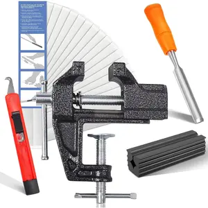 Golf Club Grip Vise Clamp Kit for Regripping Golf Clubs - Include Retractable Hook , 15 Tapes Strips (2"x 10"), Grip Tape Remover, Bench Vise & Rubber Clamp (Solvent Not Included)