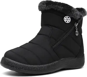 Snow Boots Womens Winter Ankle Boots Ladies Warm Fur Lined Booties Thickening Shoes Zip Flat Sneakers Outdoor Booties