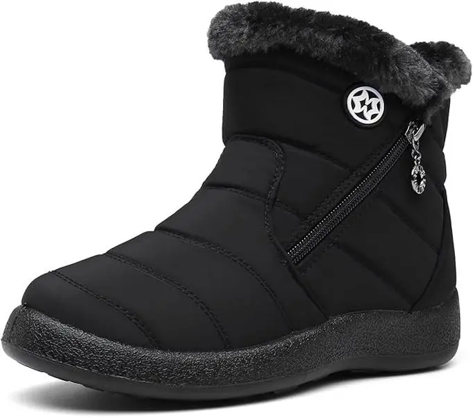 Snow Boots Womens Winter Ankle Boots Ladies Warm Fur Lined Booties Thickening Shoes Zip Flat Sneakers Outdoor Booties