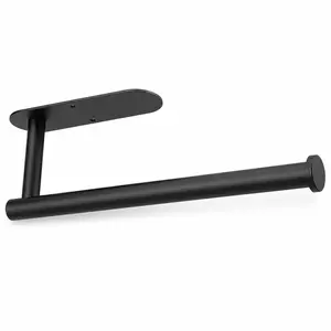 Matte Black Paper Towel Holder Under Cabinet, Wall Mount Kitchen Paper Towel Rack, Space Saving Metal Organizer for Kitchen, Bathroom & Pantry