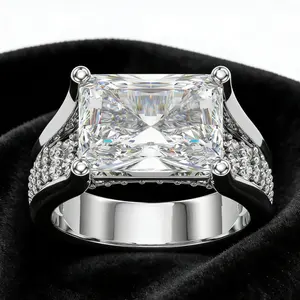 Aossio Elegant Radiant Cut Cathedral Setting Statement Ring For Women. Ideal For Weddings, Parties & Everyday Glam.