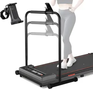 Adjustable Height Walking Pad Handle Bar with Phone Holder & Phone-Compatible Bracket - Compatible for Treadmill, Folding Treadmill Bar Attachment, Walking Board Handle Pole for Gym, Training Equipment (No Revisions)