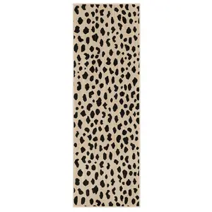 2'4"x7' Daffodil Leopard Print Woven Rug Black/White - Threshold