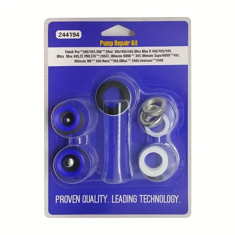 244194 Pump Repair Packing Set, Heavy Duty Hardware, for Gra-co 210 230 295 390 395 490 495 595 3400 Airless Paint Sprayers Paint Spraying Tool Pressure, Paint Sprayer Accessories