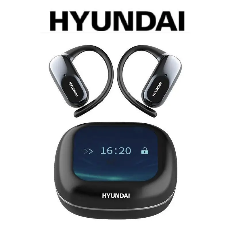 HYUNDAI OpenAir Ultra Full-Color Touch Display Multifunctional Earbuds HFI Spatial Sound & ENC Call Noise Cancellation Headset Light-Weight Sports He