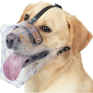 Mayerzon Dog Muzzle, Basket Muzzle for Large Medium Small Dogs, Humane Cage Mouth Guard to Prevent Biting Chewing Eating, Breathable Muzzle for Grooming Training Walking Vet Visits (L, Clear)