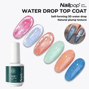 1/2Pcs HEMA-Free Water Drop Top Coat, 15ml Nail Art Gel for Natural Dewy Water Drop Effect, Shiny Glass Finish, Beginner-Friendly for DIY Manicure