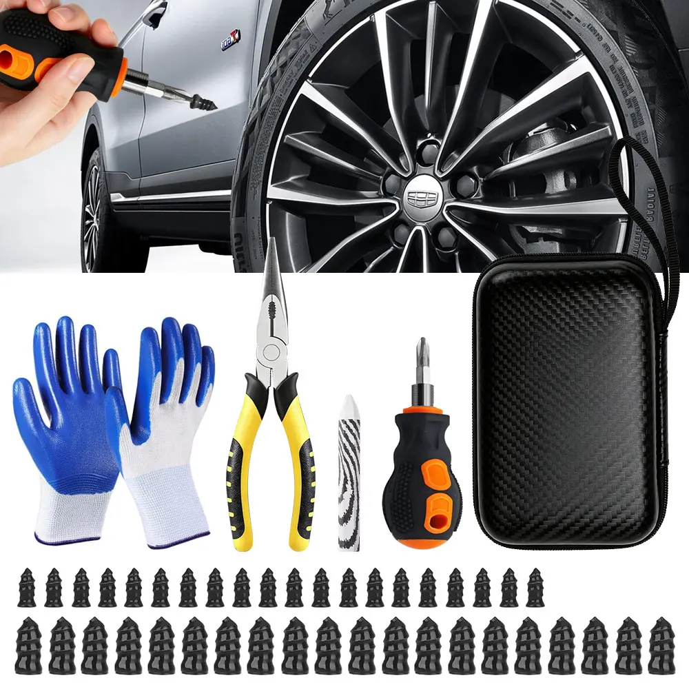 1Set Tire Repair Kit, No Need to Remove Tire, Quick Flat Tire Repair Tool with Plug Screws, Portable Kit for Cars, Trucks, Motorcycles & SUVs