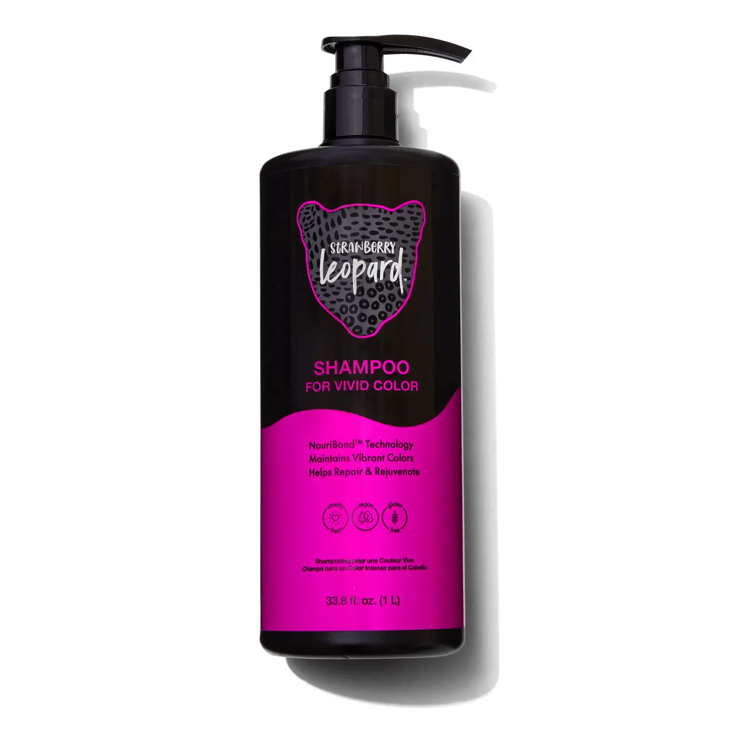 Strawberry Leopard Shampoo for Vivid Color, Repairs and Rejuvenates Hair, All Hair Types & Textures, Vegan, Gluten, CrueltyFree, 33.8 Fl Oz, Shea, Haircare