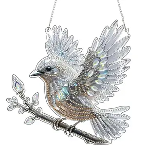DIY Bird Pendant Diamonds Painting Art Kit Acrylic Diamonds Painting Board Kit Ornament, Special Crystal Diamond Hanging Ornament