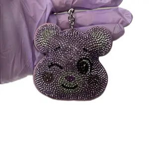 Purple Winky Animal Bag Charm - Keychain Jewelry with Sparkling Design, Secure Chain Attachment