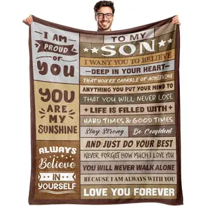 Soft Flannel To My Son Blanket | Perfect Gift for Adult Son from Mom & Dad – Great for Birthday, Graduation & Valentine’s Day. Cozy for Bedtime, Relaxing & Travel