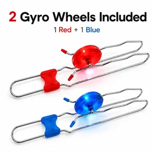 2 Pack Light Up Gyro Wheels Set, 8.5 Inch Retro Rail Twister Spinning Toys with LED Lights, Fun Gift for Kids, Party Favors & Summer Play