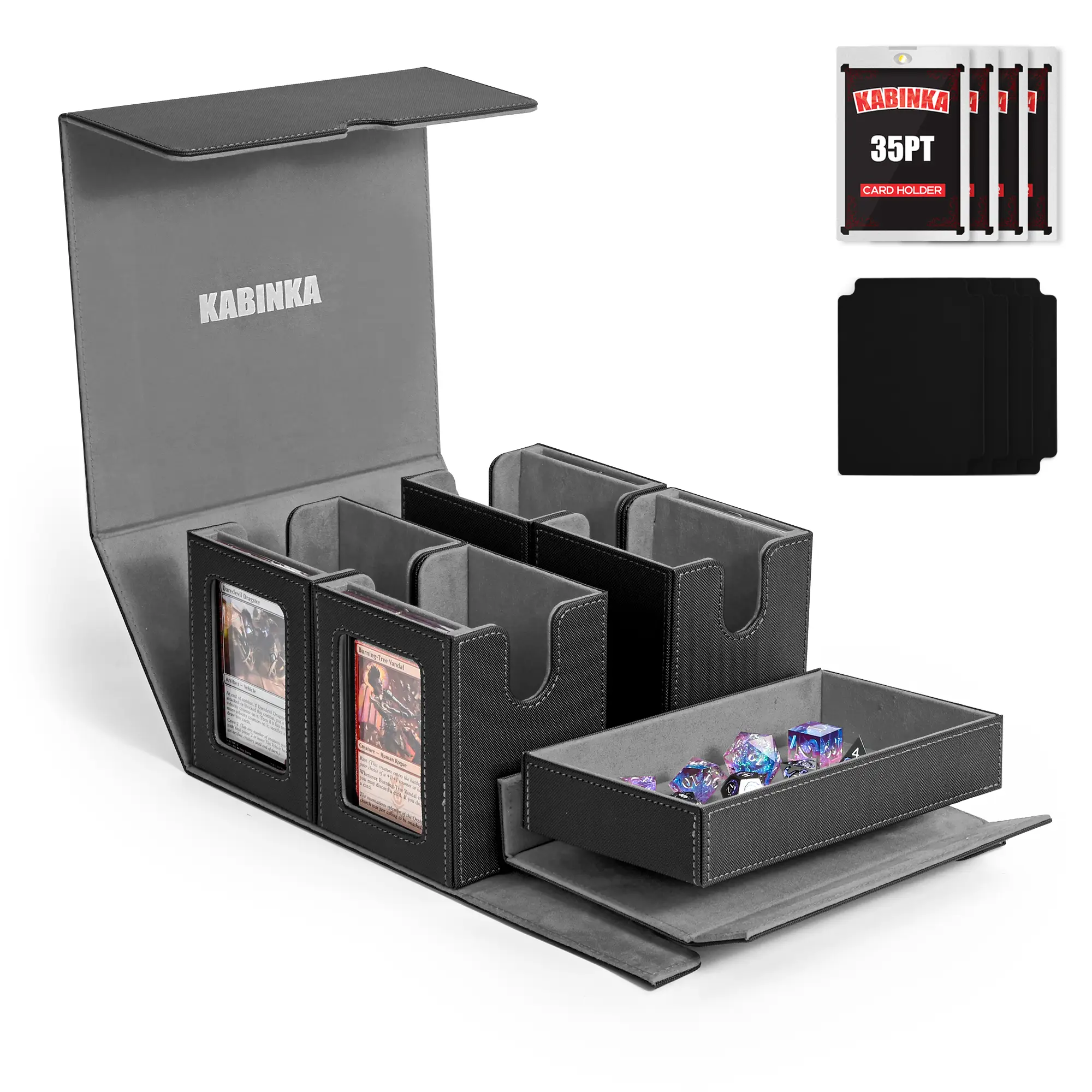 Outdoorfun 5-in-1 960+ Card TCG Deck Box with Commander Display Window – Detachable Trading Card Storage Case with Dividers & 4 Stoppers for MTG/Pokem