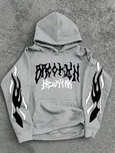 Unisex Hooded Sweatshirt with Cartoon Print, Casual Loose Fit, Fall & Winter Fashion, Comfortable American Vintage Style