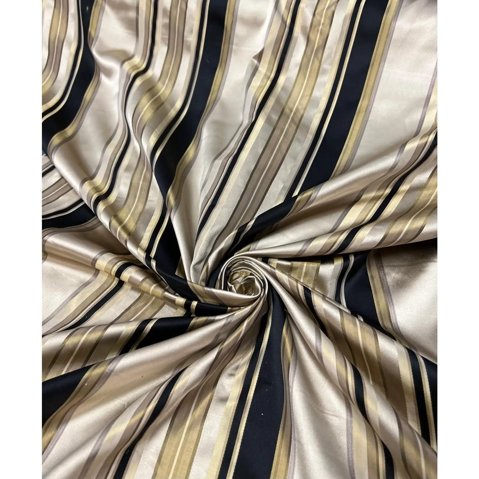 Jaquard Silk Shantung Fabric 54" Wide Black Rustic Gold & Yellow Stripes Sold by the Yard for Apparel Home Decor
