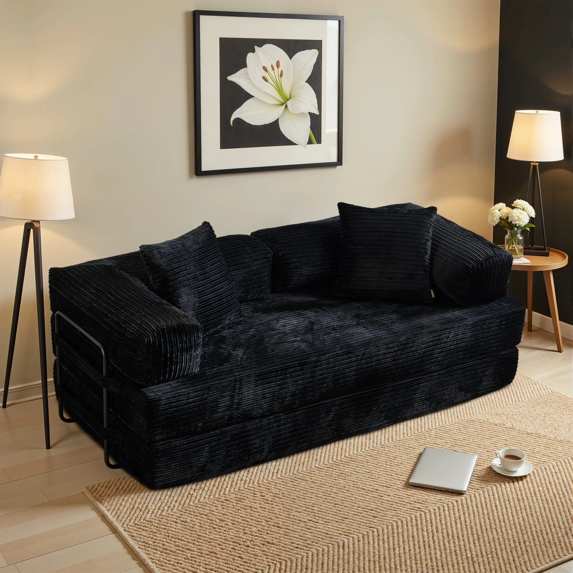 81"Convertible sofa -black