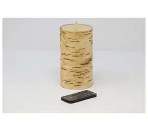 Luminara 6" Tall Birch Bark Flameless Candle wi th Remote
