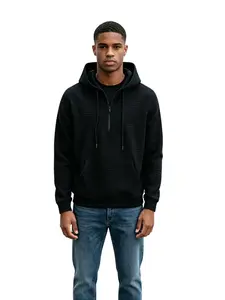 Men's Half-Zip Oversized-Fit Waffle Hoodie Sweatshirt,Loose Hoodie,Light Weight Sport Sweatshirts,Casual Long Sleeve Pullover with Pockets