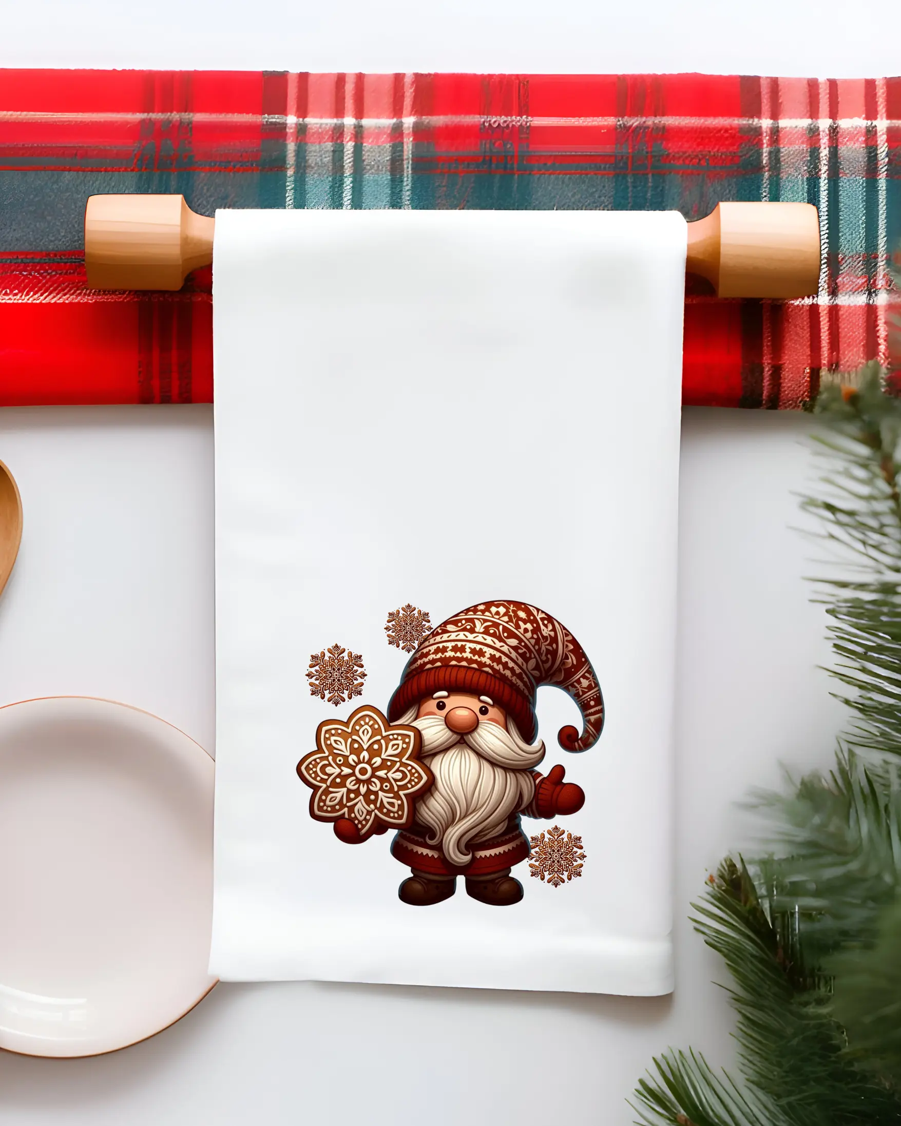 Soft Cotton Christmas Kitchen & Hand Towels (20"x30") - Cozy, Absorbent, Fade Resistant, Functional Decorative Accent with Festive Prints, Adorable Gingerbread Gnome, Cookie, Snowflake Designs - Ideal for Baking, Hostess Gift, Holiday Stocking Stuffer
