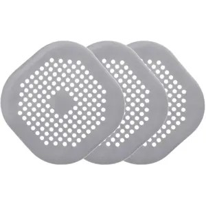 Shower Drain Hair Catcher, Durable Silicone Hair Stopper Shower Drain Covers with Suction Cup, Easy to Install Suit for Bathroom,Bathtub and Kitchen 3PACK (Grey)