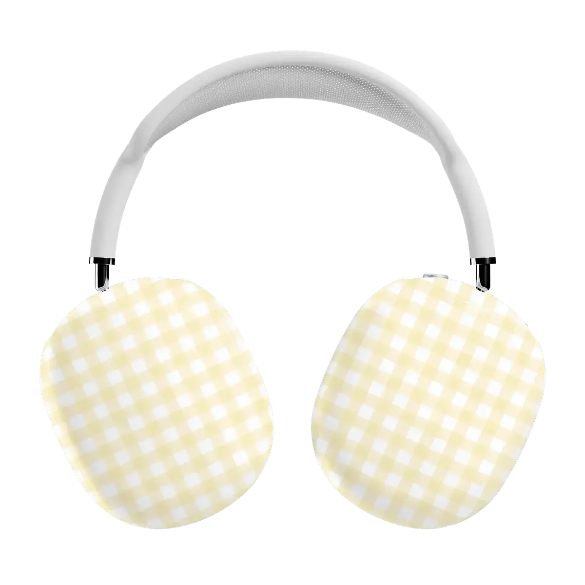 VYD Hard Shell Headphone Case for AirPods Max, Polycarbonate Snap-On Durable Cover, Playful Pastel Picnic Yellow Gingham Design, Scratch-Resistant Non-Woven Electronic Accessory