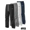 Men's 4-Pack Summer Lightweight Loose Straight-Leg Pants, Drawstring Elastic Waist, Breathable Woven Fabric, Durable, Versatile for Sports & Daily Casual Wear