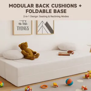 Kids Sofa Bed – Convertible Floor Couch for Children with Corduroy Fabric & Pillows, Comfy High-Density Foam, Safe & No Assembly, Perfect for Playroom & Sleepovers