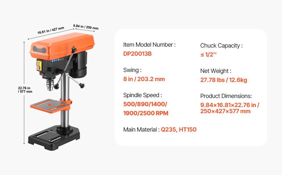 8-Inch Benchtop Drill Press Tabletop Drilling Machine with 750-3200 RPM Adjustable Speed, Precision Worktable, Variable Speed Control, Heavy Duty Bench Drill Press for Home Garage Workshop 8-Inch Benchtop Drill Press Tabletop Drilling Machine with 750-3200 RPM Adjustable Speed, Precision Worktable, Variable Speed Control, Heavy Duty Bench Drill Press for Home Garage Workshop
