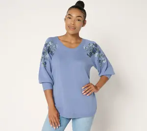 Ree by Pioneer Woman Embroidered Pullover Sweater