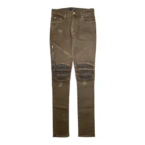 Amiri MX2 Leather Patchwork Jeans Olive Green