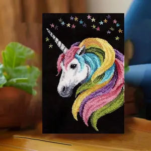 [Unicorn Latch Hook Kit] Color Unicorn Pattern DIY Handmade Carpet Crochet Needlework Mat | Latch Hook Kits for Adults, Pre-Printed, Embroidery Kits Decoration, Festival Gift, 20.47in*14.96in (52cmx38cm)
