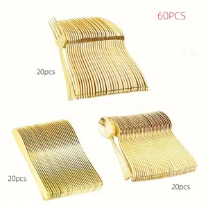 60 Piece Plastic Cutlery Set, Includes 20 Forks, 20 Knives, 20 Spoons, Perfect for Parties, Weddings, Birthdays, Disposable Tableware, Disposable Dinnerware Set