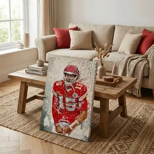 High-Quality Framed Print, Mahomes No. 13 Football Player Portrait, Vibrant Design, Ideal Gift for Fans, Multi-Functional Decor, Canvas Prints