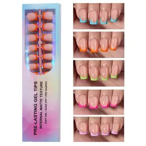 150pcs Matte French Style Short Square Press-On Nails – Soft Gel Nails for DIY & Salon Use