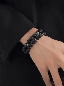 Unisex Black Onyx Beaded Bracelet, Vintage Couple Bracelet, Fashion Accessories for Both Men & Women, Trendy All-match & Exquisite Jewelry for Birthday Gift, Valentine's Day, Gift