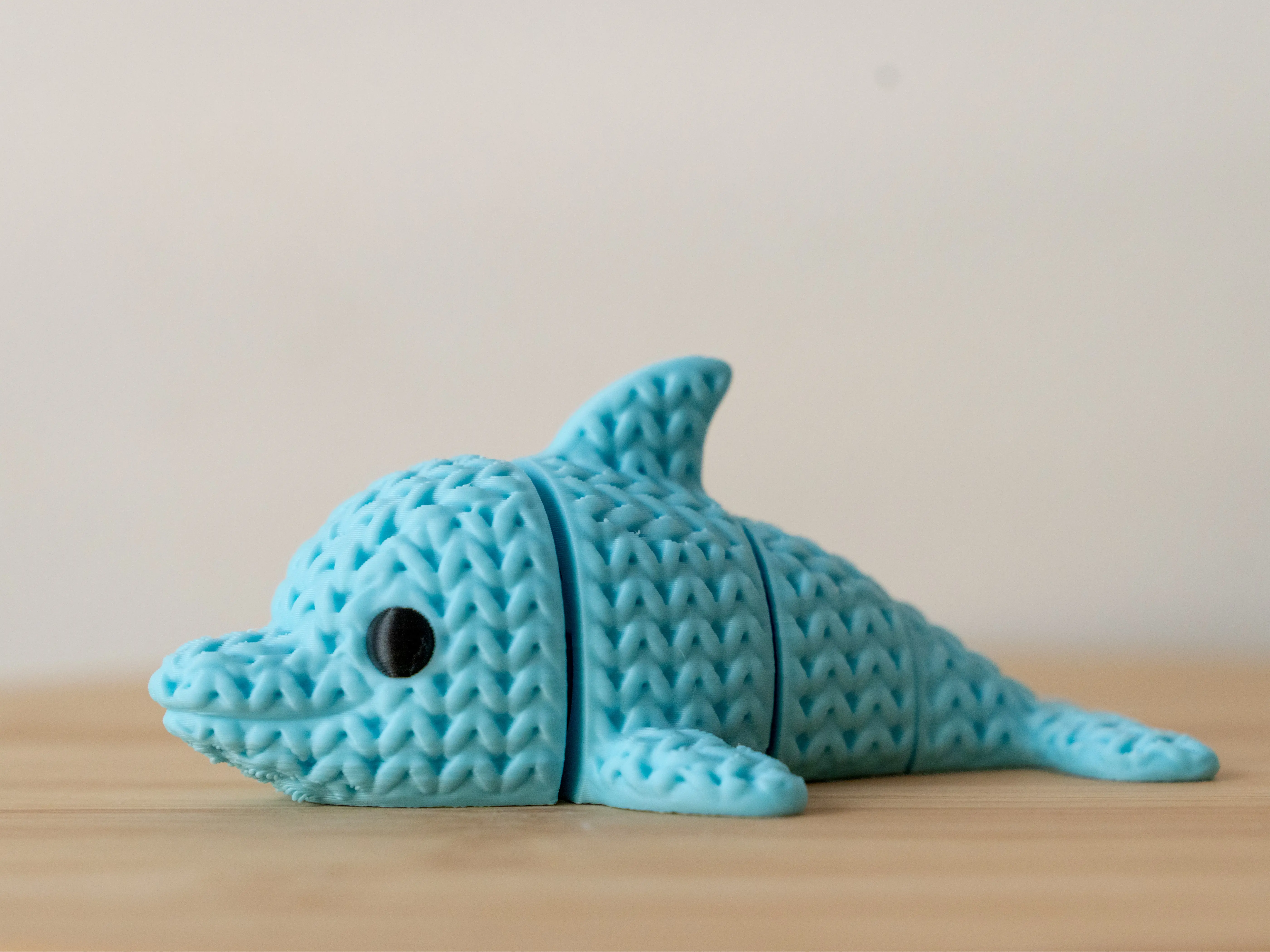 Knitted Dolphin Fidget Toy - 3D Printed Dolphin - Ocean Sensory Desk Toy for Kids & Adults - Dolphin Lover Gift - Multiple Colors, No Assembly